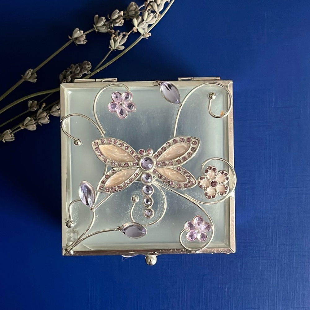 🥰Glass lavender Jewelry storage box